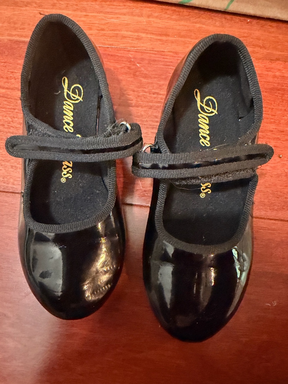 Dance Class Black Patent Mary Janes with Velcro Strap